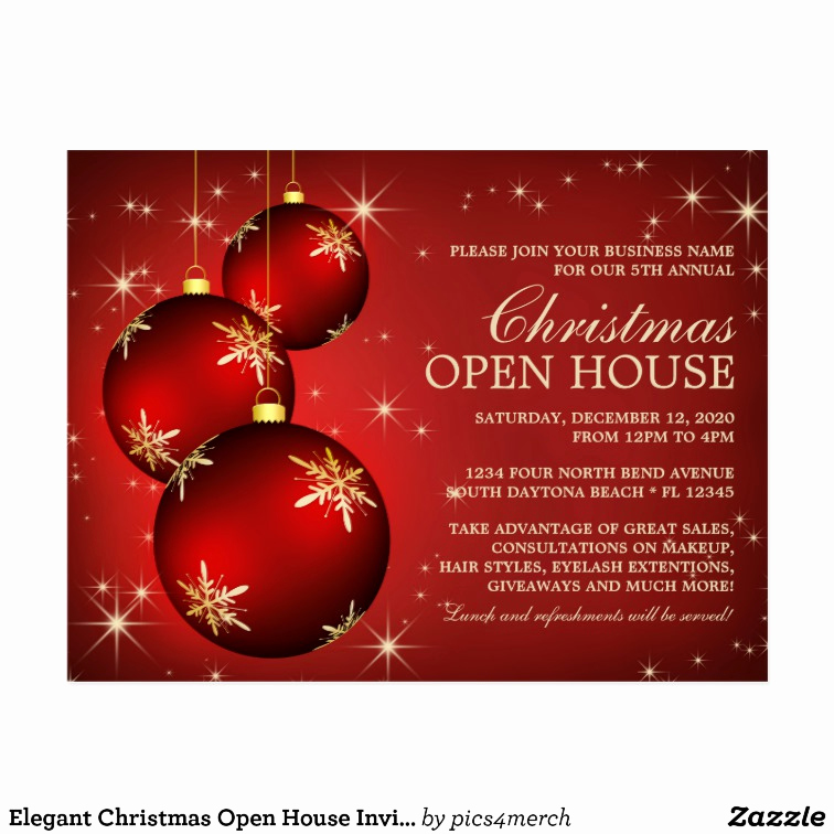 Open House Invitation Templates Elegant Elegant Christmas Open House Invitation Template Postcard