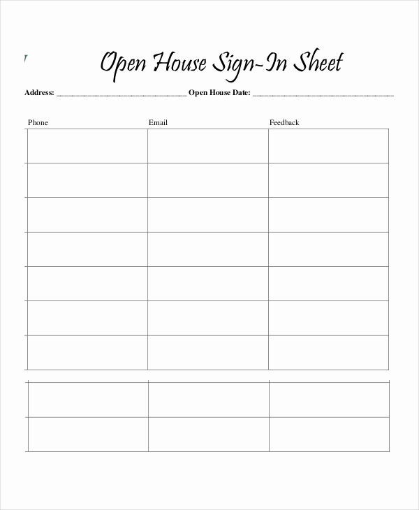 Open House Sign In Sheets Beautiful Sign In Sheet 30 Free Word Excel Pdf Documents