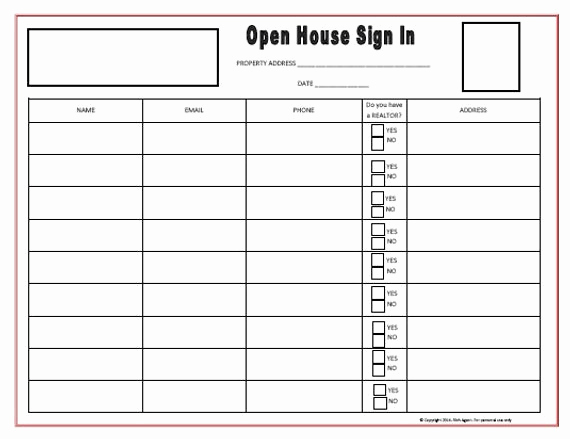 Open House Sign In Sheets Lovely Open House Sign In Sheet Red by Richagent On Etsy