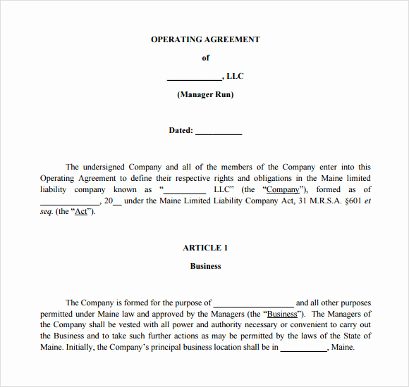 Operating Agreement Template Word Inspirational 10 Sample Operating Agreements – Pdf Word