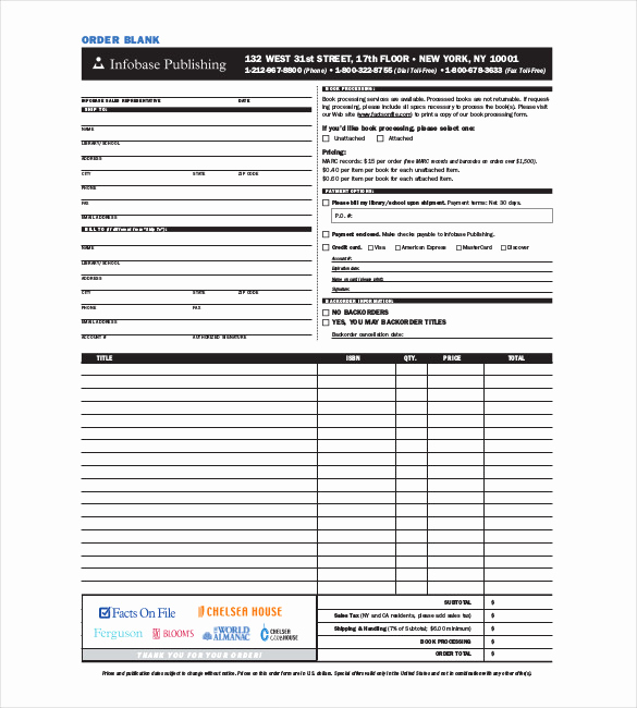 Order form Template Excel Fresh 41 Blank order form Templates Pdf Doc Excel