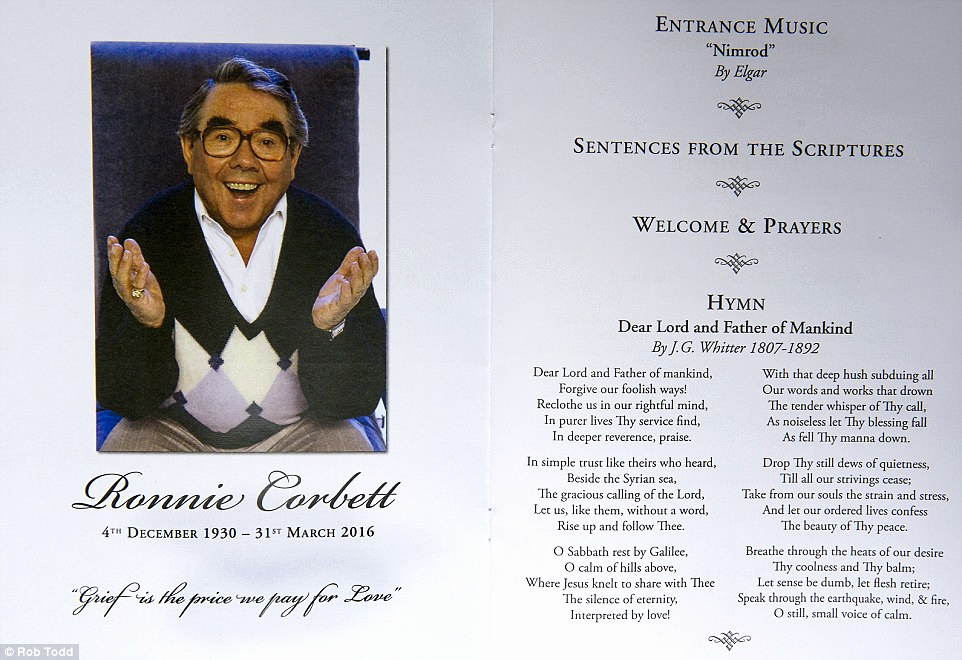 Order Of Service for Funeral Unique Ronnie Corbett’s Funeral Sees touching Tributes to Edy