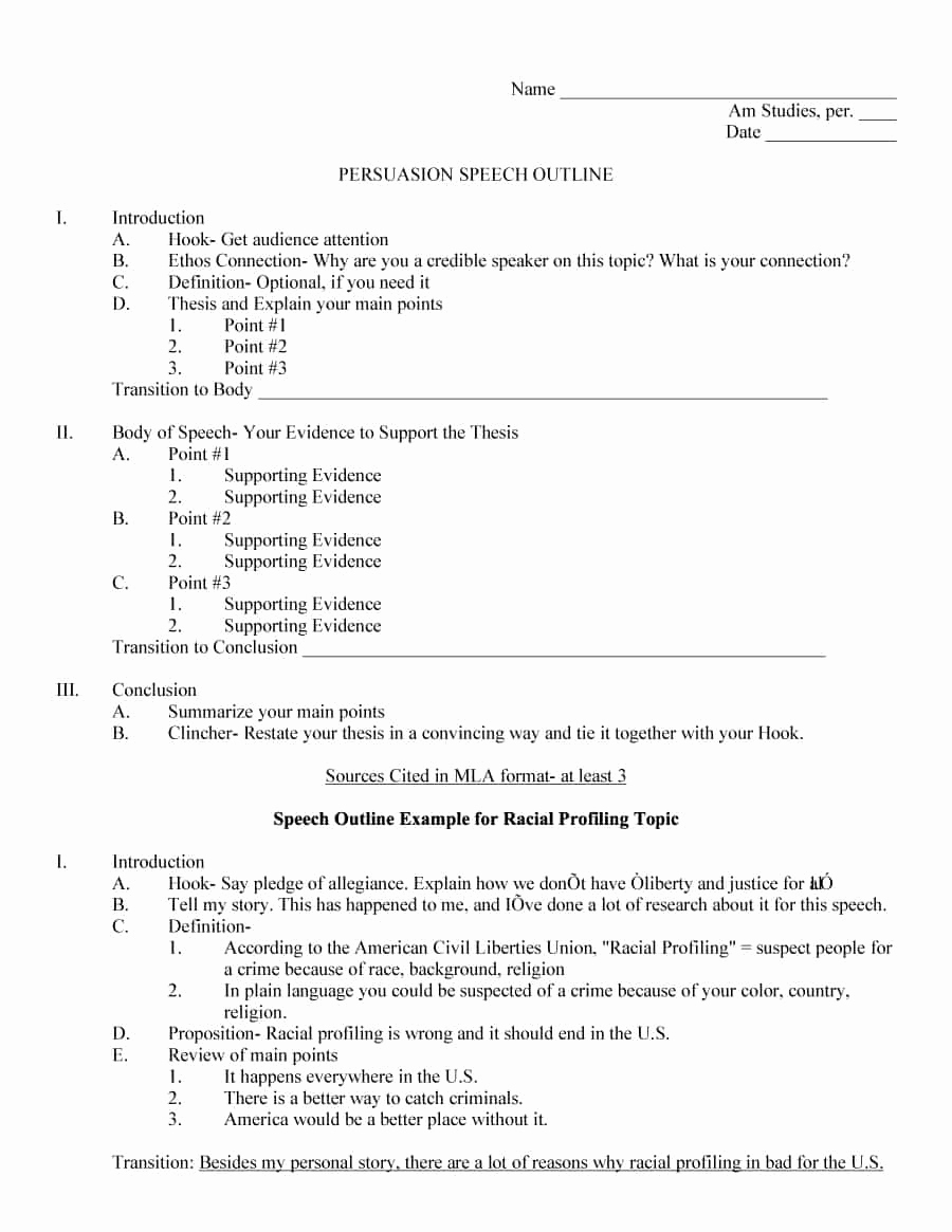 Outline for A Speech Awesome 43 Informative Speech Outline Templates &amp; Examples