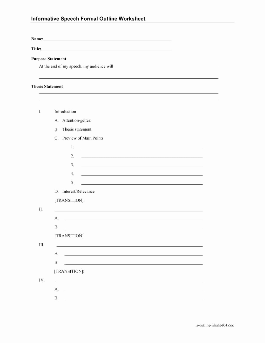Outline for A Speech Lovely 43 Informative Speech Outline Templates &amp; Examples