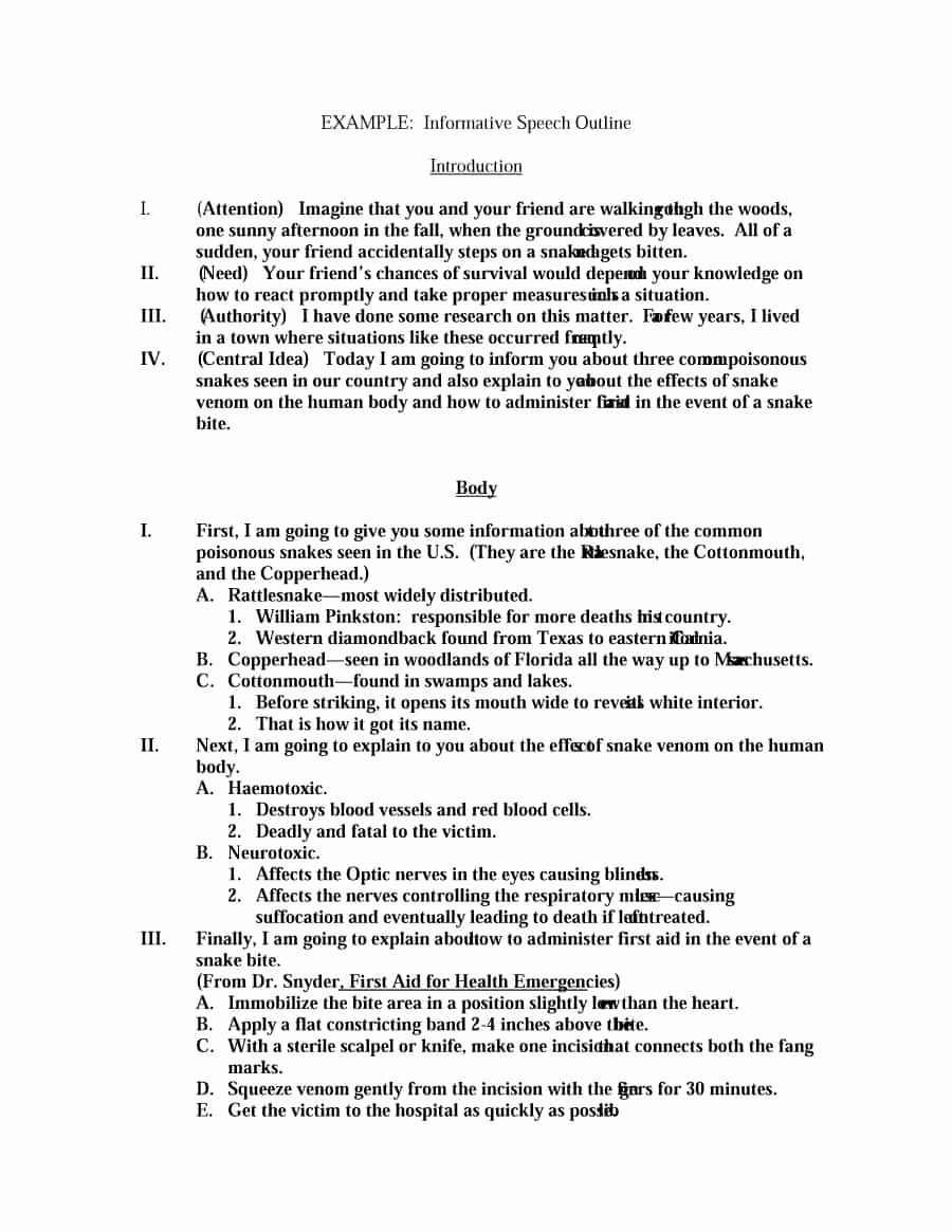 Outline for A Speech Luxury 43 Informative Speech Outline Templates &amp; Examples
