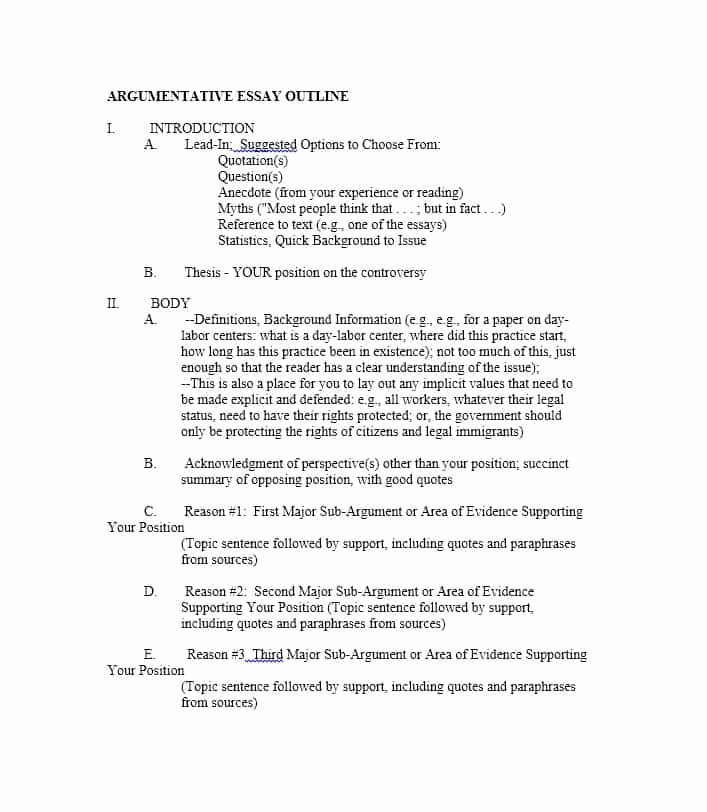 Outline Template for Essay Awesome 37 Outstanding Essay Outline Templates Argumentative