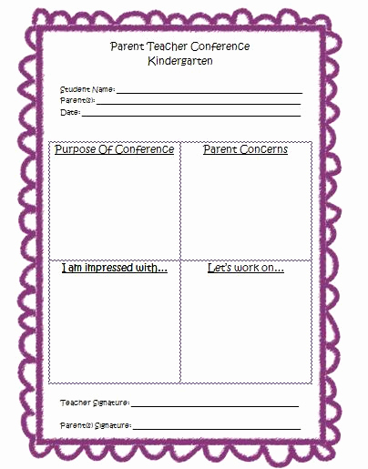 Parent Teacher Conference forms Beautiful Mrs Bumgardner S Kindergarten Parent Teacher Conference form