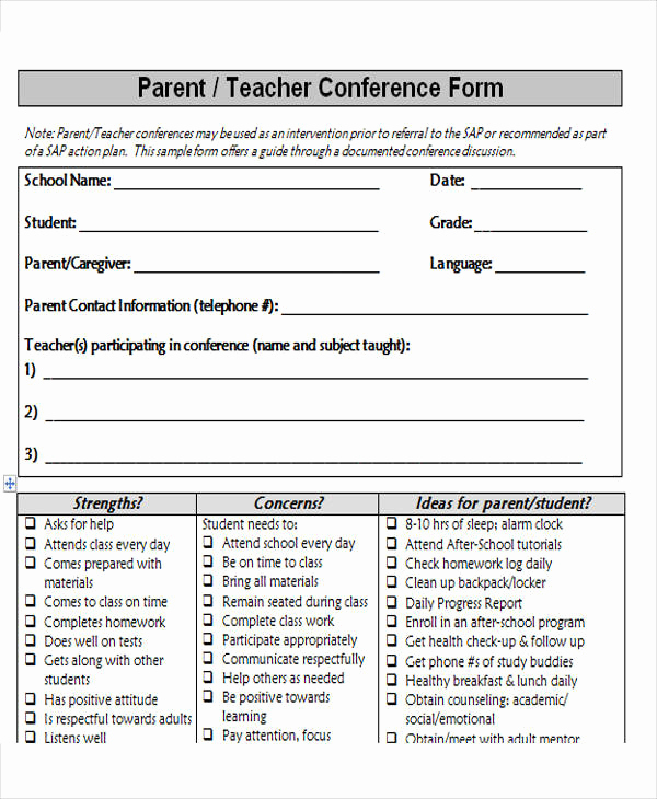 Parent Teacher Conference forms Elegant 16 Notice forms In Word