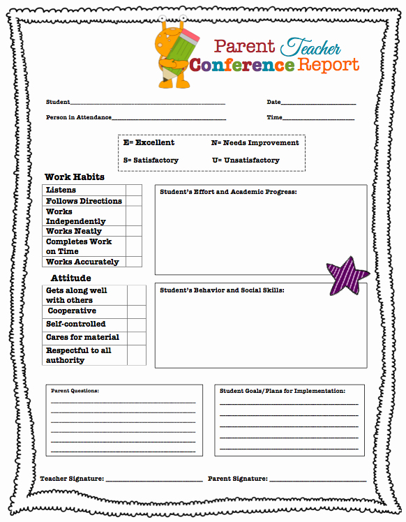 Parent Teacher Conference forms Inspirational Parent Conference Request form Elementary