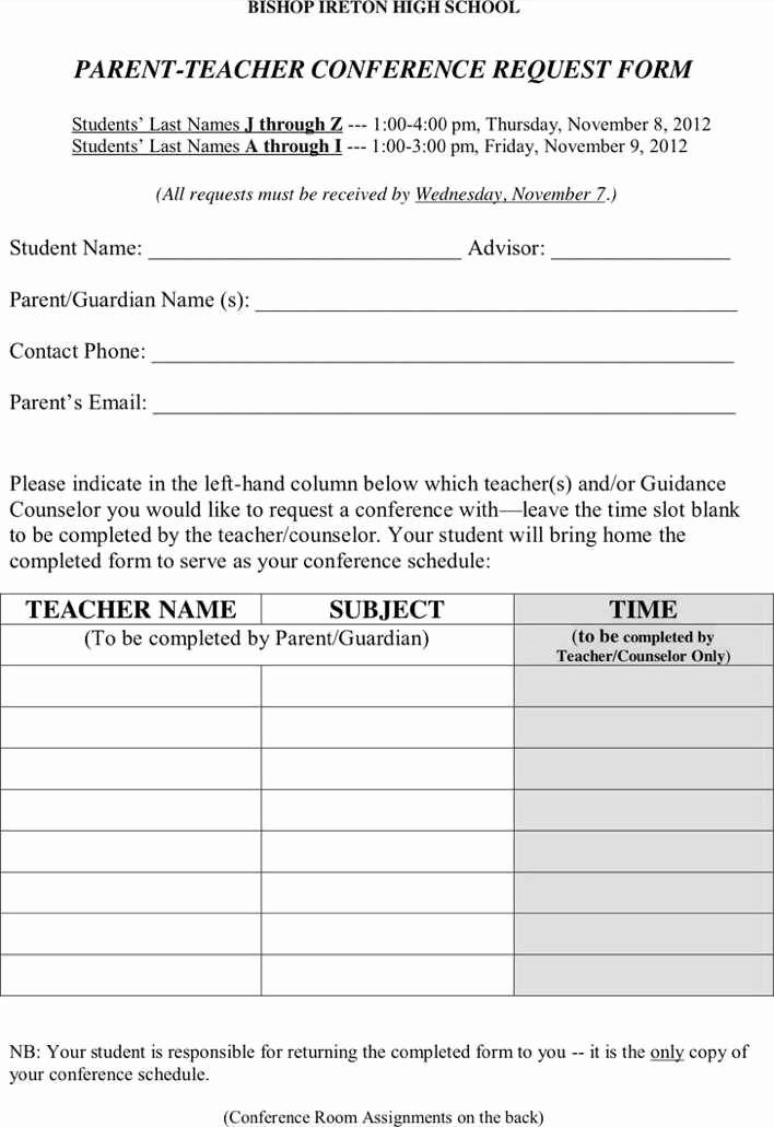 Parent Teacher Conference forms Luxury Download Parent Teacher Conference Request form for Free