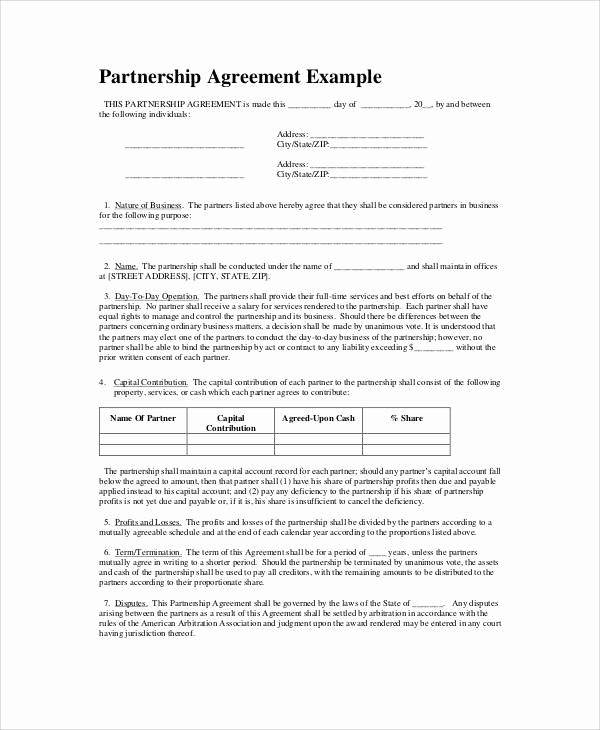 Partnership Agreement Template Word Beautiful Simple Business Partnership Agreement 7 Examples In