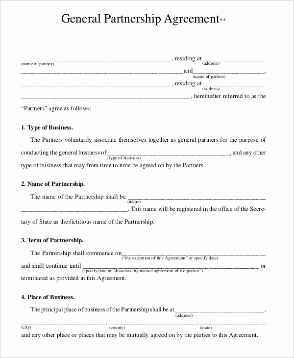 Partnership Agreement Template Word Best Of Partnership Agreement 20 Free Word Pdf Documents