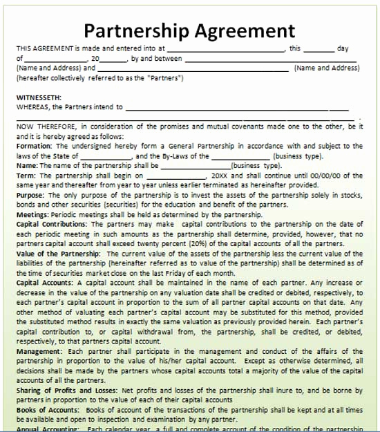 Partnership Agreement Template Word Inspirational Agreement Templates Microsoft Word Templates