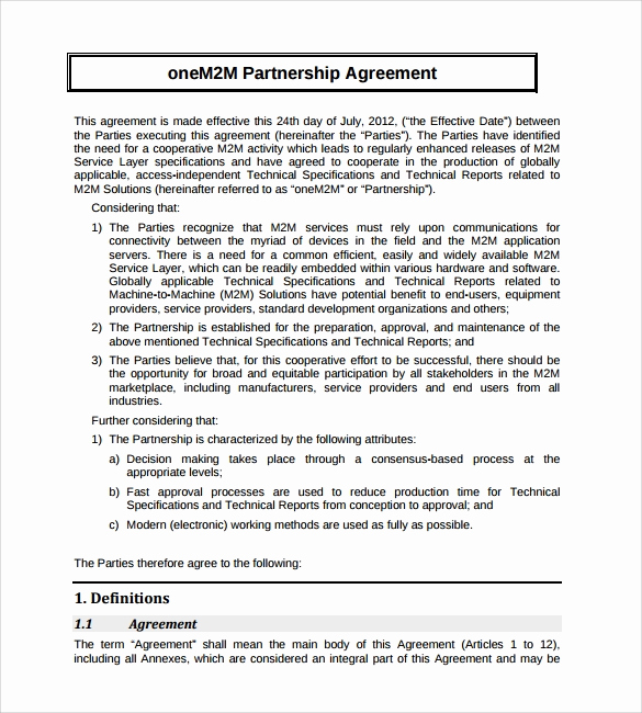 Partnership Agreement Template Word Unique Sample Partnership Agreement 24 Free Documents Download