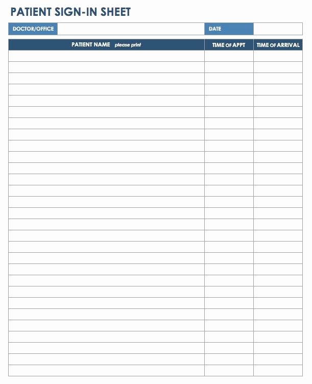 Patient Sign In Sheets Awesome Free Sign In and Sign Up Sheet Templates