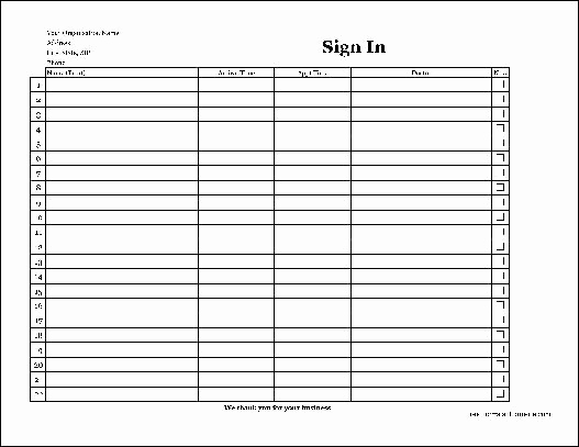 Patient Sign In Sheets Beautiful Free Easy Copy Basic Pany Patient Sign In Sheet Wide