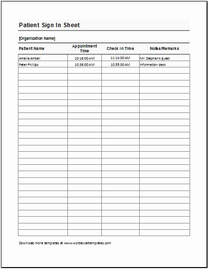 Patient Sign In Sheets Beautiful Visitors Inquiry form Templates for Word