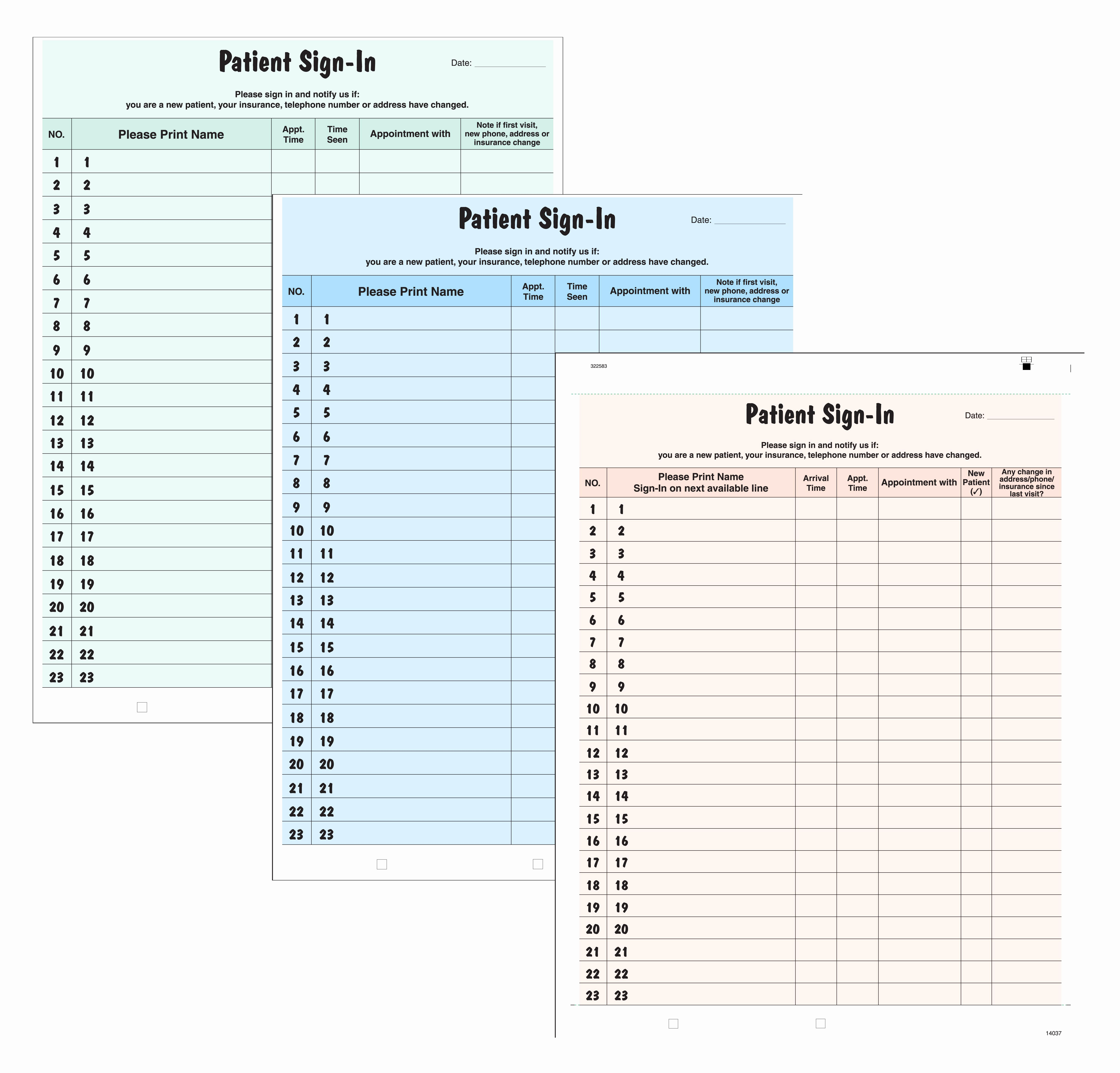 Patient Sign In Sheets Elegant Patient Sign In Sheet Patient Sign In forms 250 Package