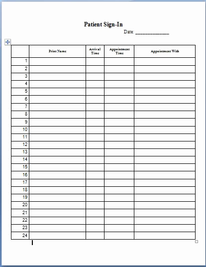 Patient Sign In Sheets Elegant Patient Sign In Sheet Templates