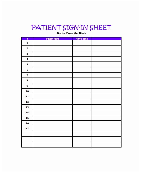 Patient Sign In Sheets Lovely Sample Doctor Sign In Sheet 7 Free Documents Download