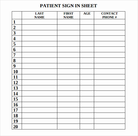 Patient Sign In Sheets Luxury Sample Medical Sign In Sheet 6 Documents In Pdf Word