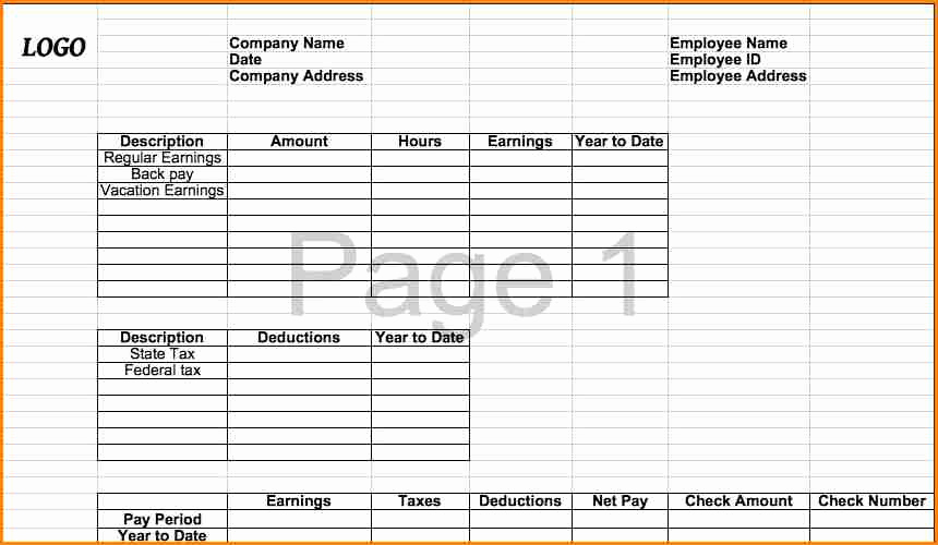 Pay Stub Template Excel Beautiful 6 Microsoft Excel Pay Stub Template