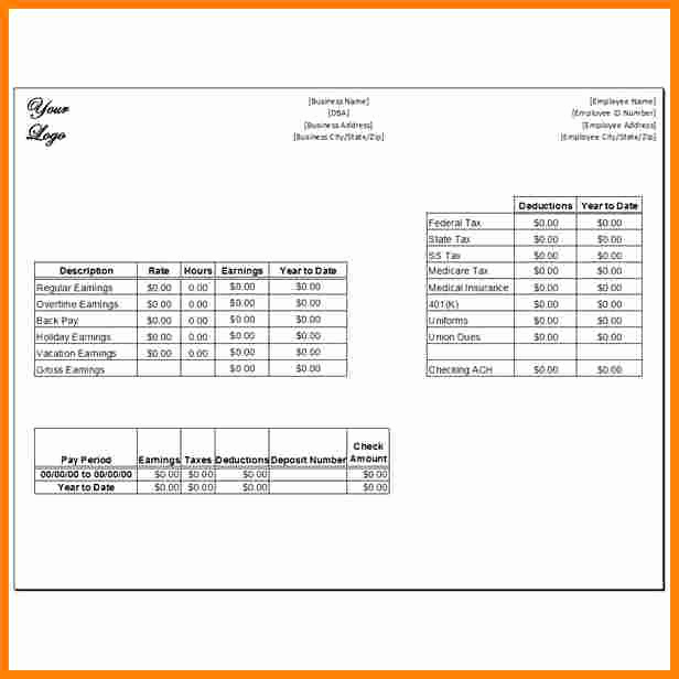 Pay Stub Template Excel Best Of 7 Paycheck Stub Template for Excel