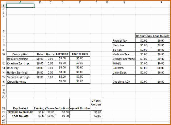 Pay Stub Template Excel New 8 Excel Pay Stub Template