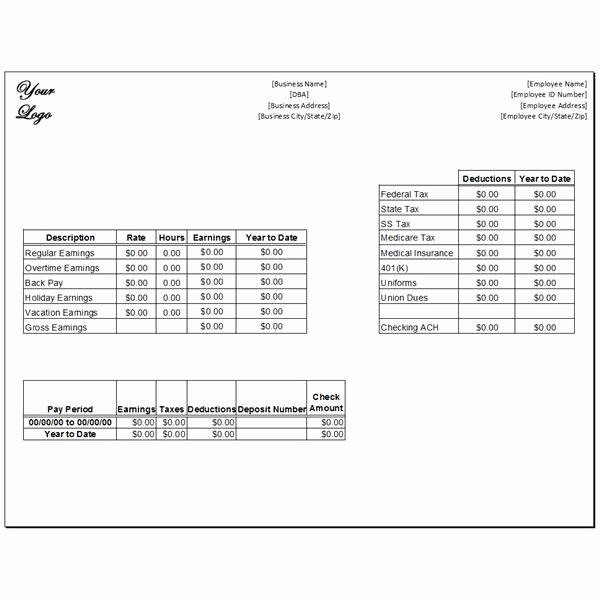 Pay Stub Template Word Awesome Download A Word or Excel Pay Stub Template