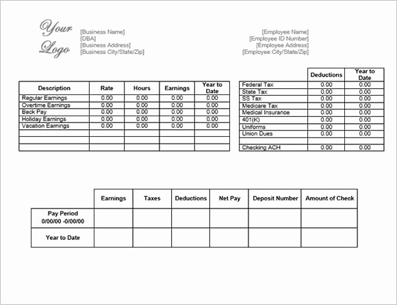 Pay Stub Template Word Inspirational 10 Pay Stub Templates Word Excel Pdf formats