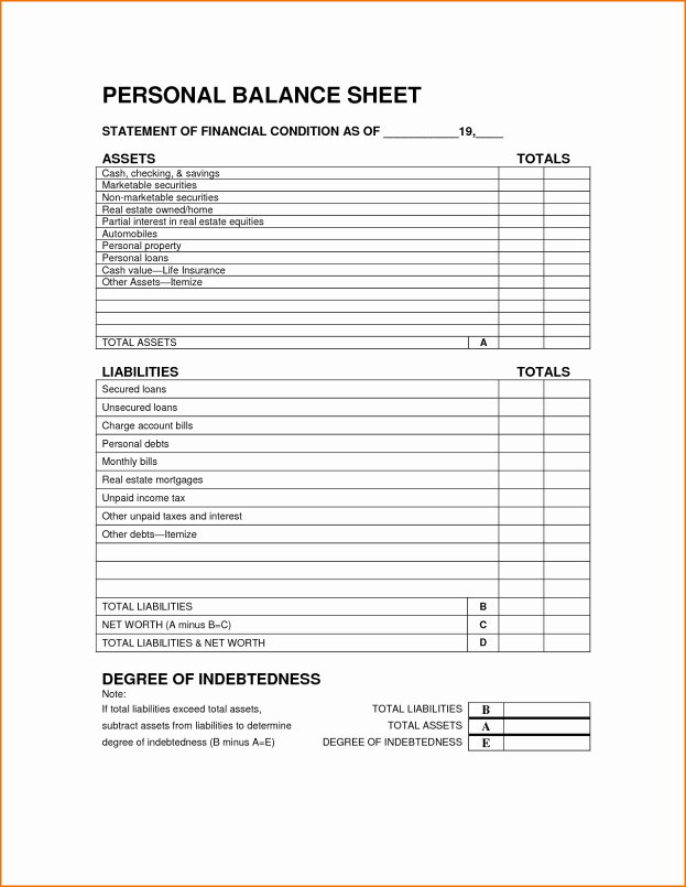 Personal Balance Sheet Example Lovely 6 Personal Balance Sheet Template Www Revenge France Net 7