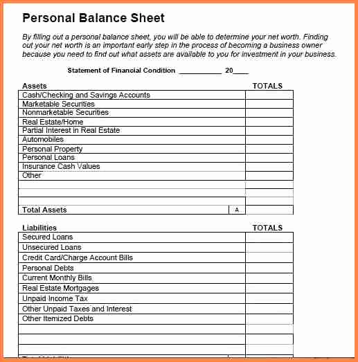 Personal Balance Sheet Example Luxury 11 Personal Balance Sheet Examples