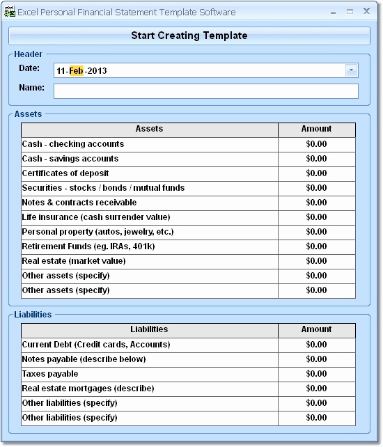 Personal Financial Statement Excel Luxury Excel Personal Financial Statement Template software