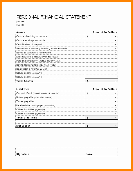 Personal Financial Statement Excel New 7 Simple Personal Financial Statement Excel