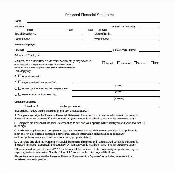 Personal Financial Statement Pdf Best Of 15 Personal Financial Statement form – Free Samples
