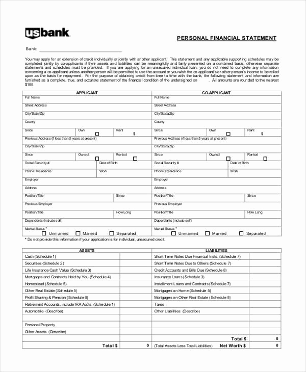 Personal Financial Statement Pdf Lovely Sample Printable Accounting forms 16 Free Documents In