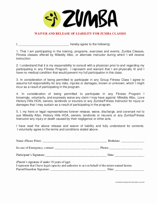 Personal Injury Waiver form Lovely Free Printable Release and Waiver Liability Agreement