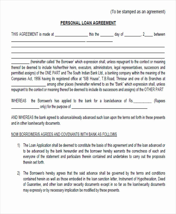Personal Loan Agreement Pdf Awesome 44 Printable Agreement forms