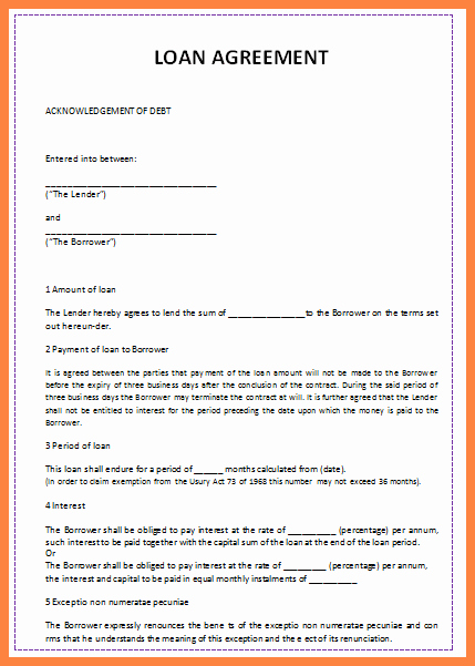 Personal Loan Contract Template Lovely 6 Sample Personal Loan Agreement Template