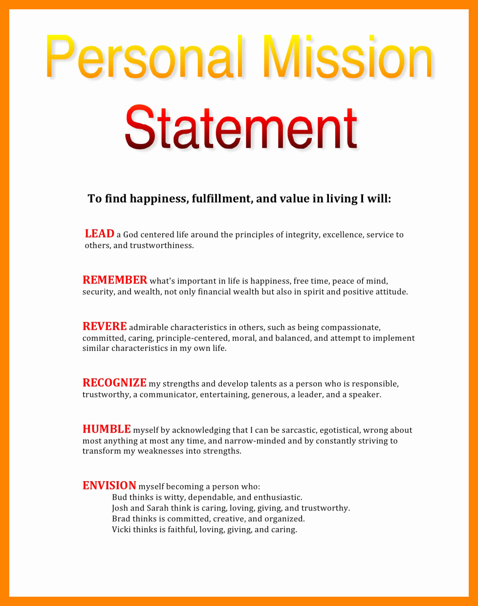 Personal Mission Statement Template Awesome 11 Mission Statements Examples