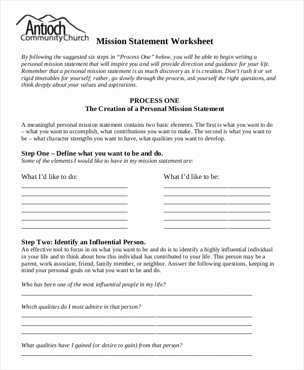 Personal Mission Statement Template Lovely Mission Statement Template 10 Free Word Pdf format