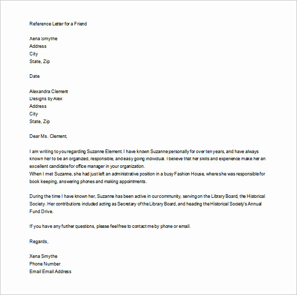 Personal Recommendation Letter Sample Lovely 11 Personal Letter Of Re Mendations Free Sample