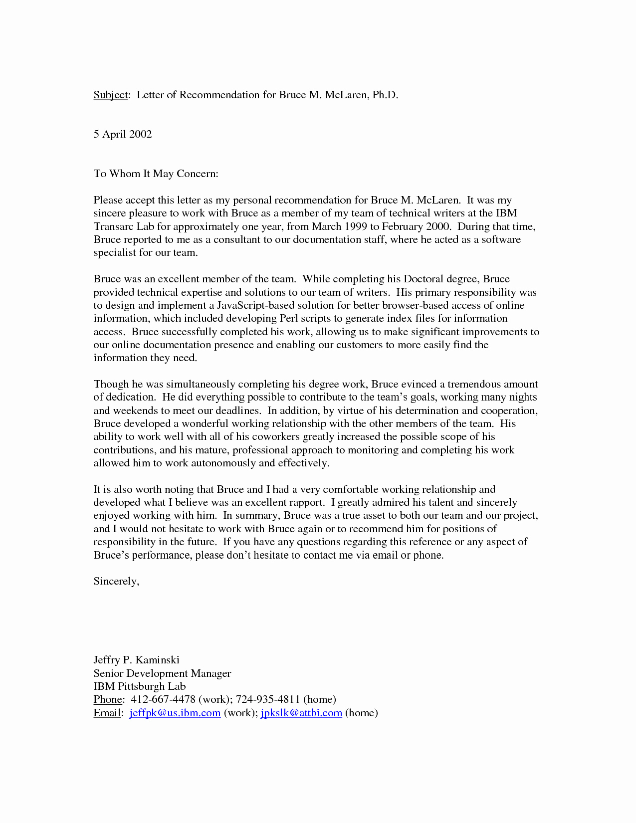Personal Recommendation Letter Sample New Personal Letter Re Mendation
