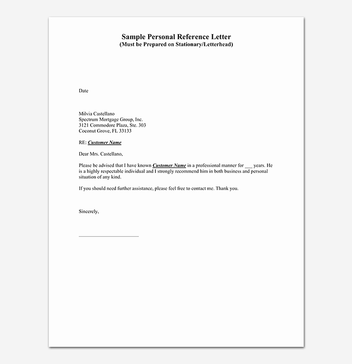 Personal Recommendation Letter Sample Unique Reference Letter Template 28 Examples &amp; Samples