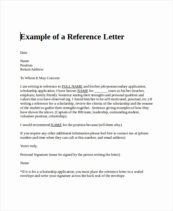 Personal Reference Letter Template Word Fresh Sample Personal Reference Letter 13 Free Word Excel