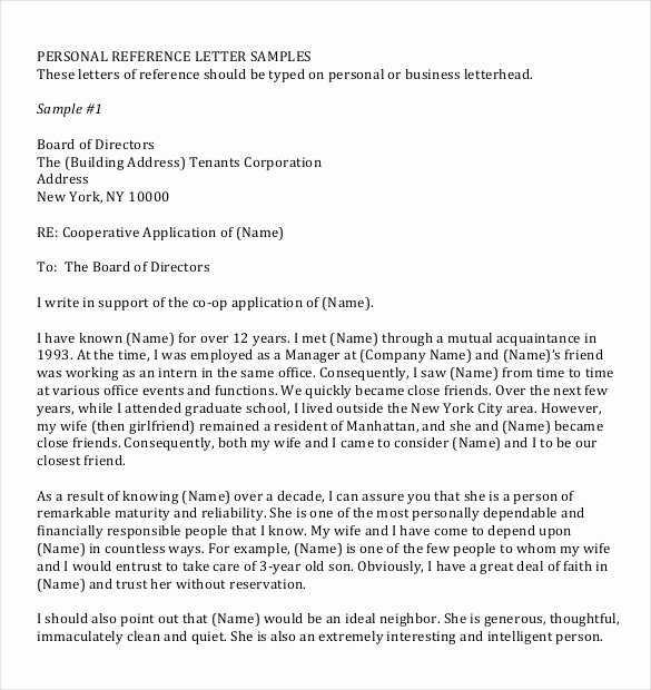Personal Reference Letter Template Word Unique Reference Letter Templates – 18 Free Word Pdf Documents