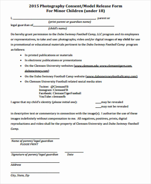 Photo Release form Pdf Lovely 9 Sample Model Release forms In Pdf