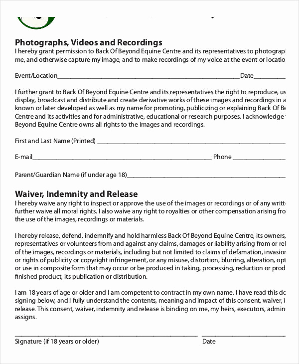 Photo Release form Pdf Luxury Release form Template 9 Free Pdf Documents