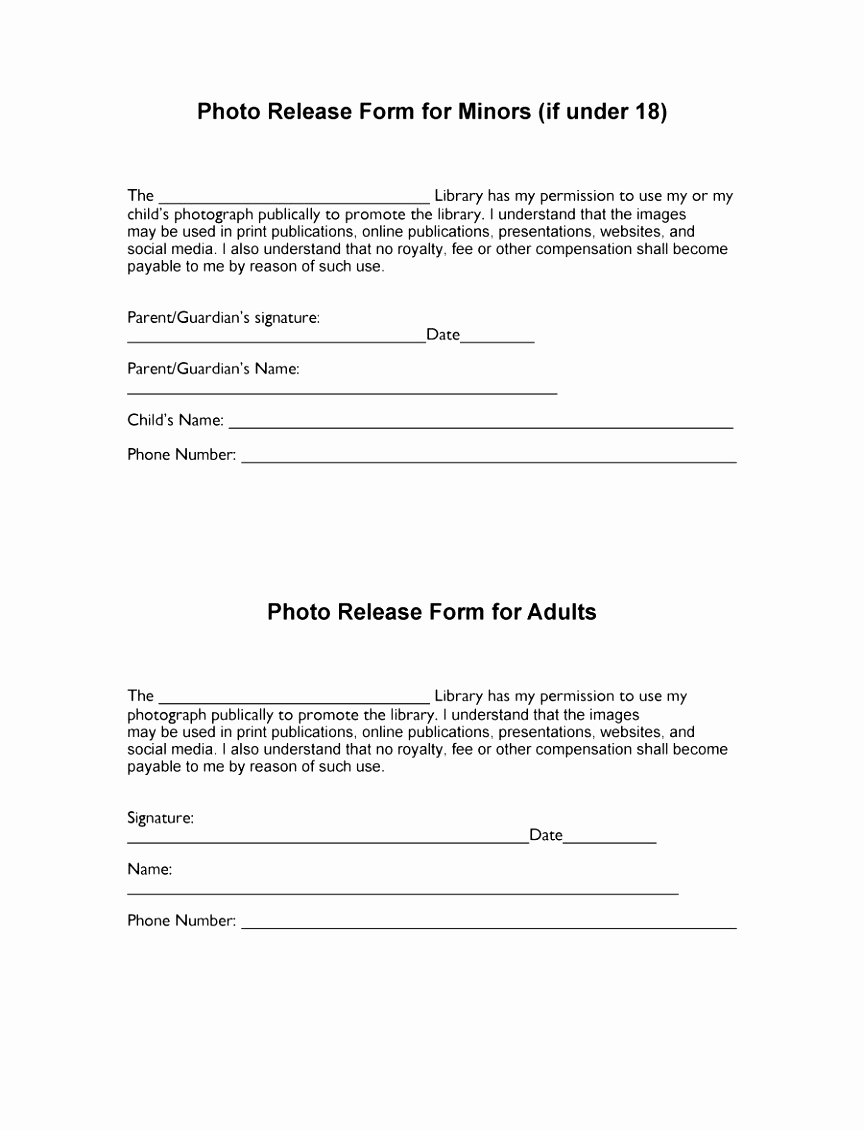 Photo Release form Pdf New 8 Printing Release form Template Wriyr