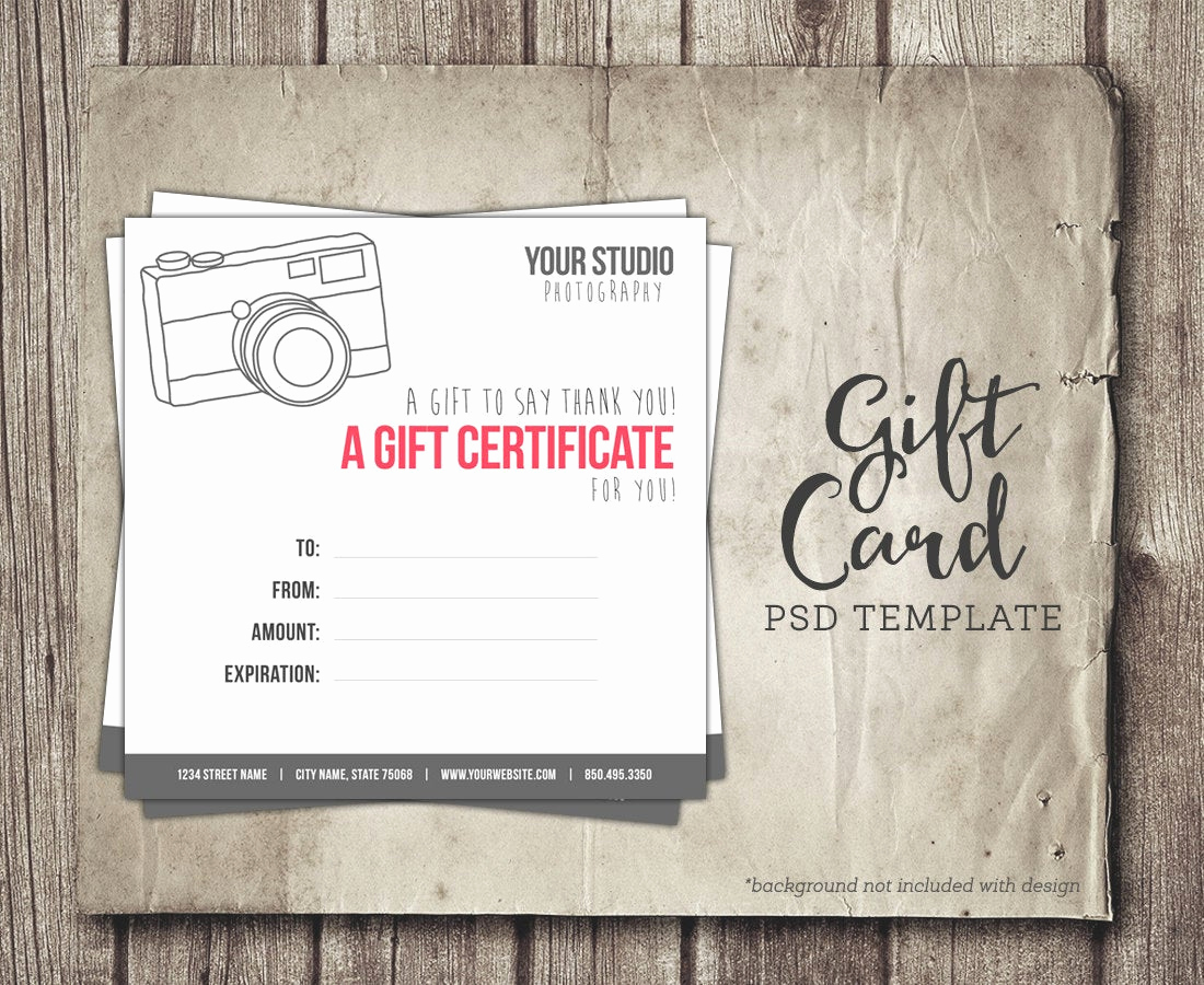 Photography Gift Certificate Template Luxury Graphy Gift Card Template Digital Gift Certificate